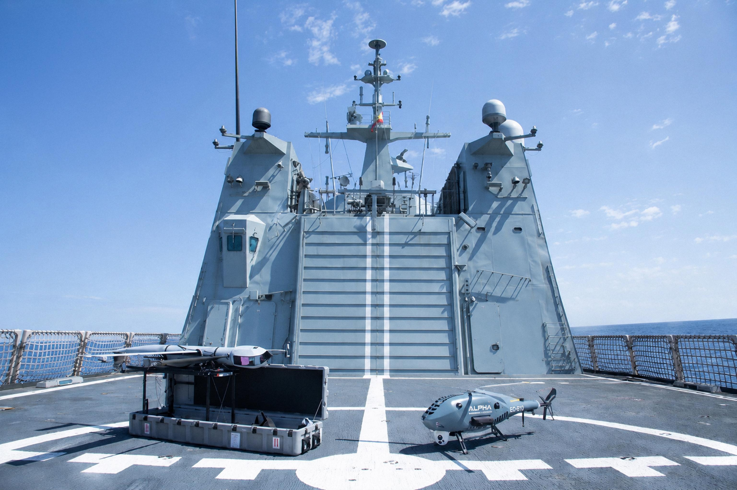 Spanish Navy tests helicopter-drone maritime network